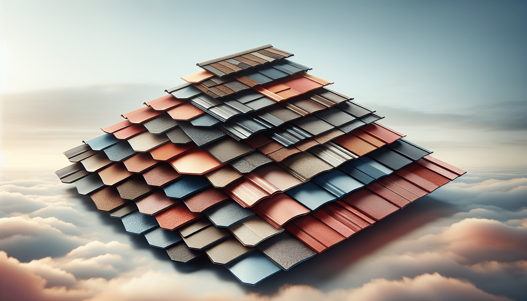Modern roof shingles in various colors