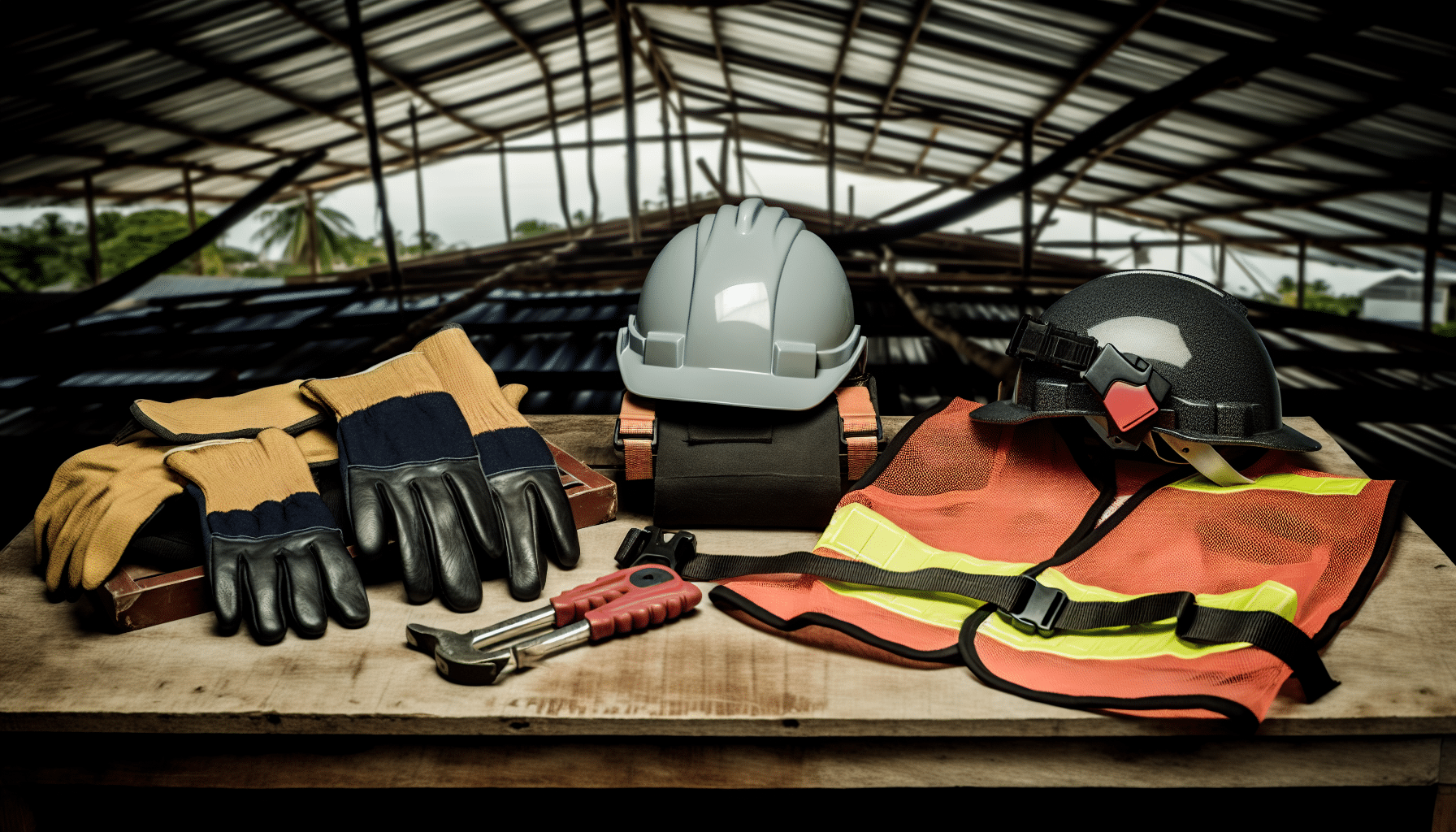 Safety equipment for professional roofing contractor
