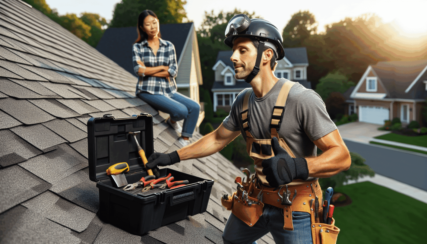 Professional roofing contractor working on roof replacement