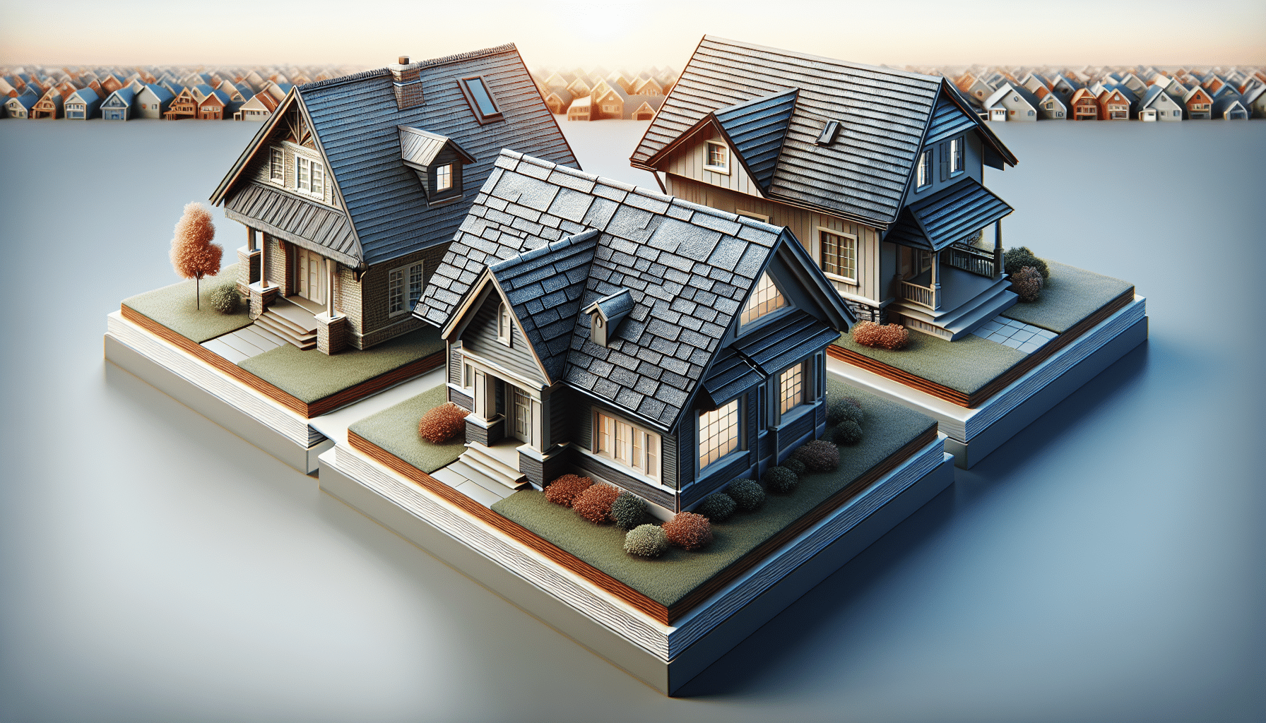 Illustration of various roofing materials
