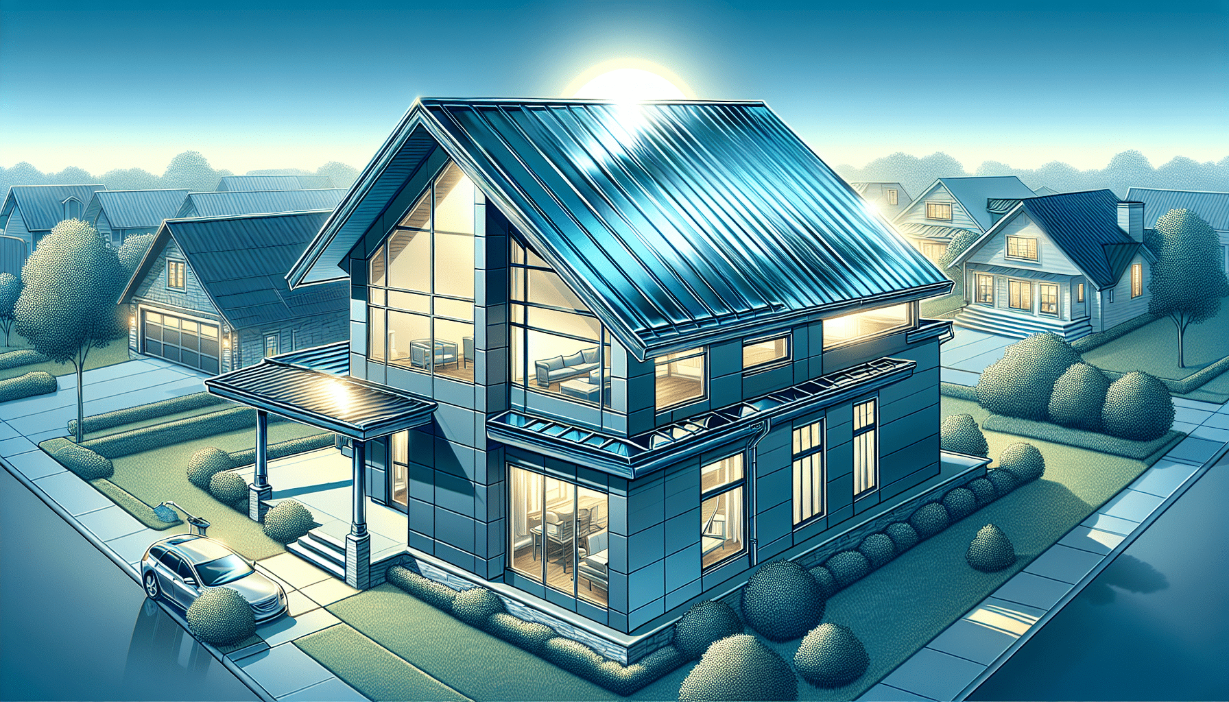 Illustration of metal roofing