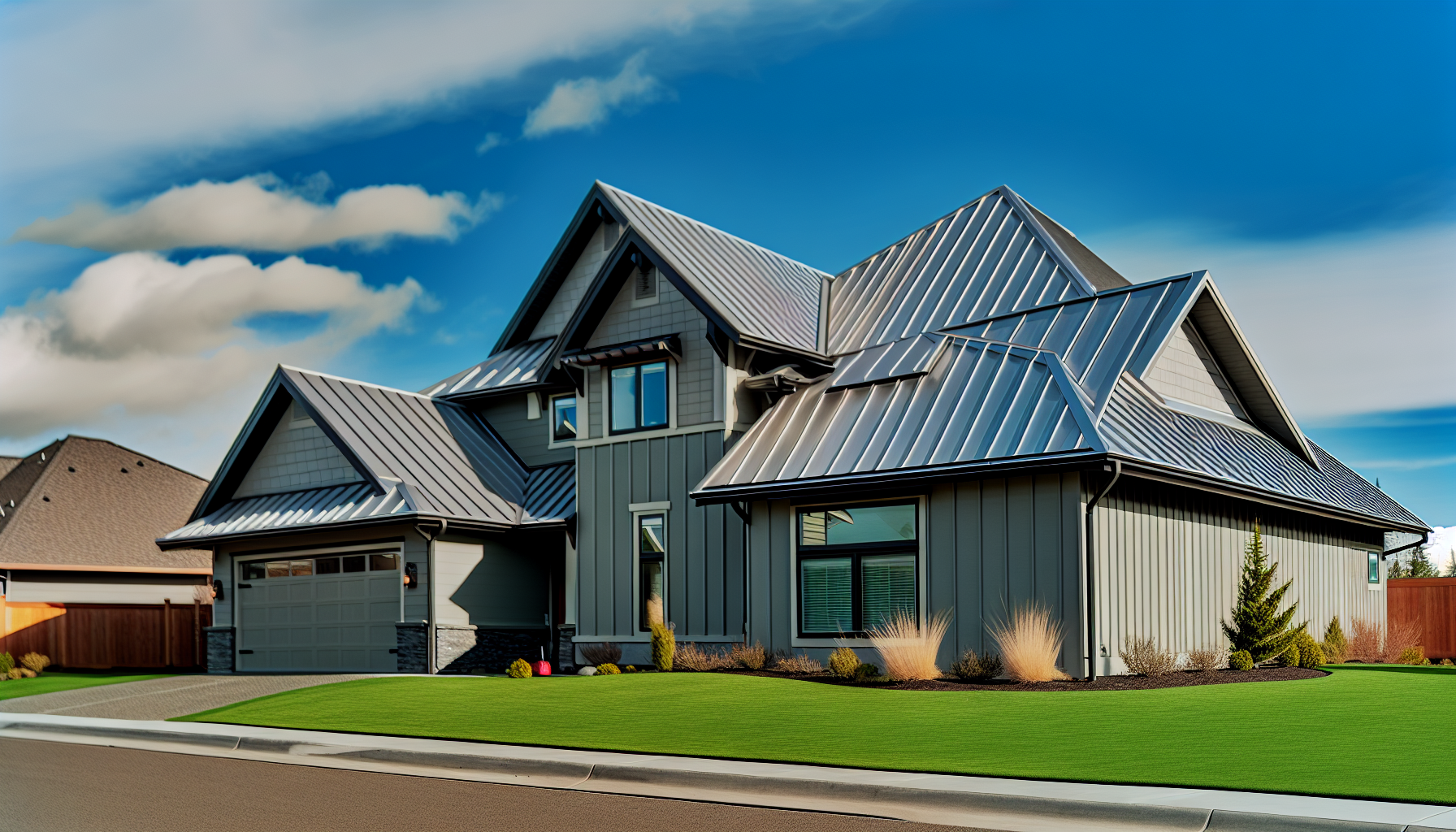 A residential property with a standing seam metal roof showcasing its durability and aesthetic appeal