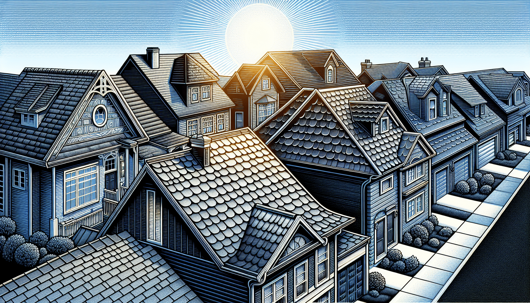 Illustration of various roofing materials