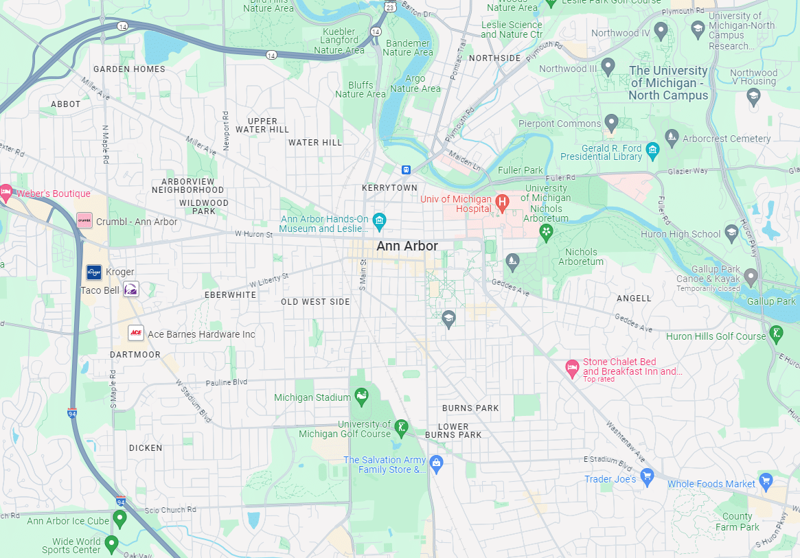 Service Area Map Ann Arbor MI