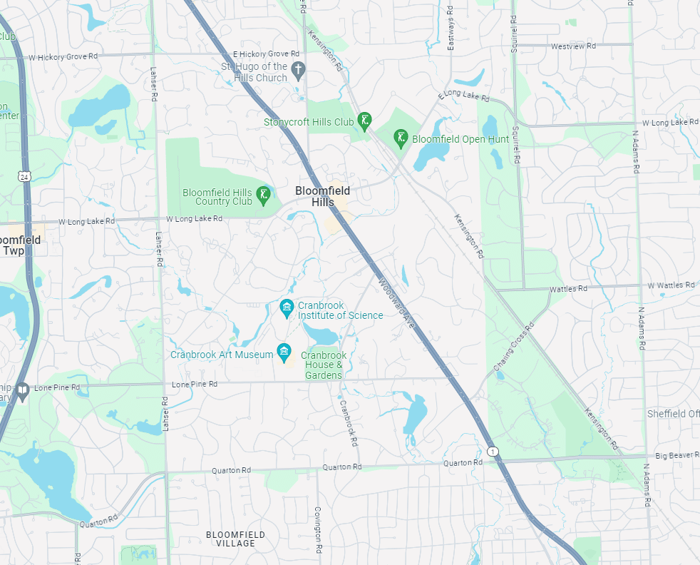 Service area Map Bloomfield Hills