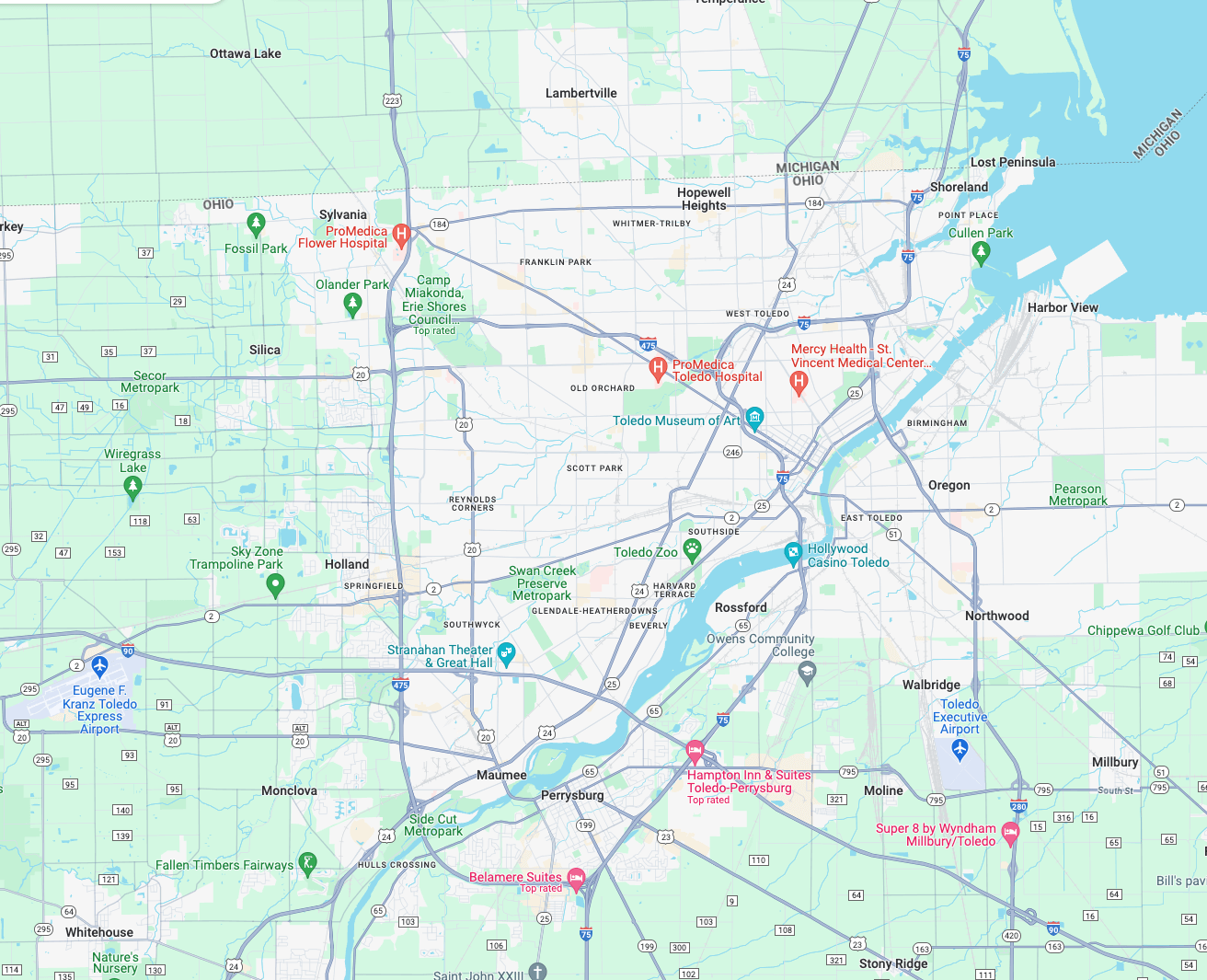 Toledo Service Area Map