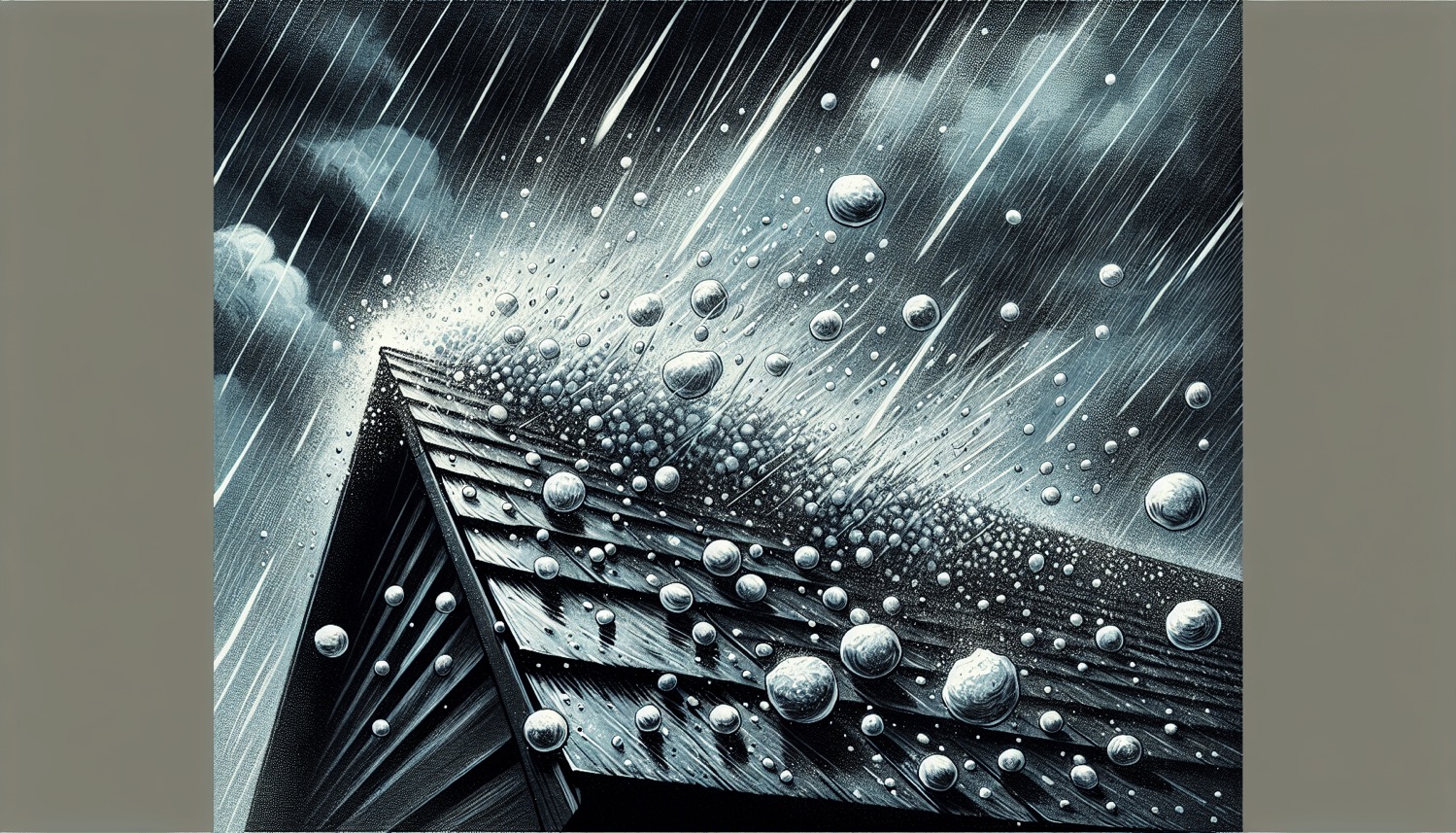 Illustration of hailstones falling on a roof