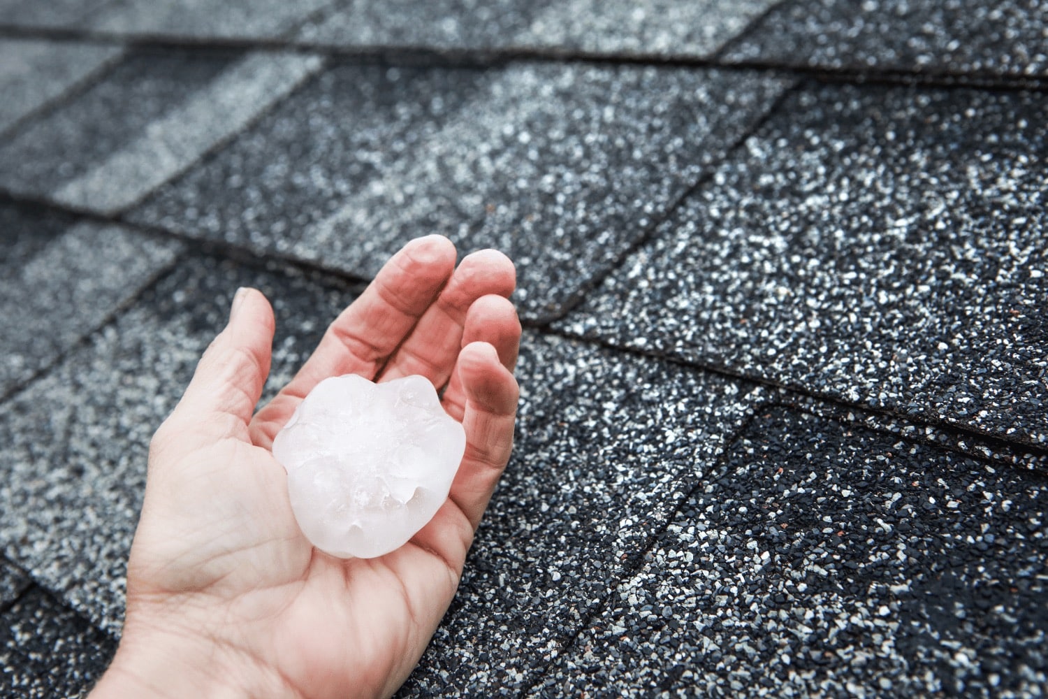 Illustration of roofing professionals conducting hail damage repairs