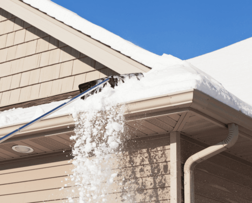 Safe methods for removing ice dams from a roof.
